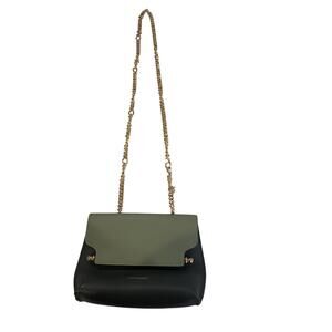 Strathberry East West Mini Bag Purse Colorblock Green Navy Blue Metal handle